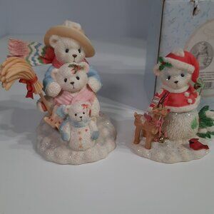 Lot of 2 Cherished Teddies Snow Bears 115635 & 104066 Randall Family
